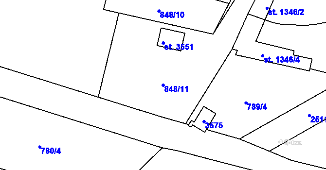 Parcela st. 848/11 v KÚ Hořice v Podkrkonoší, Katastrální mapa