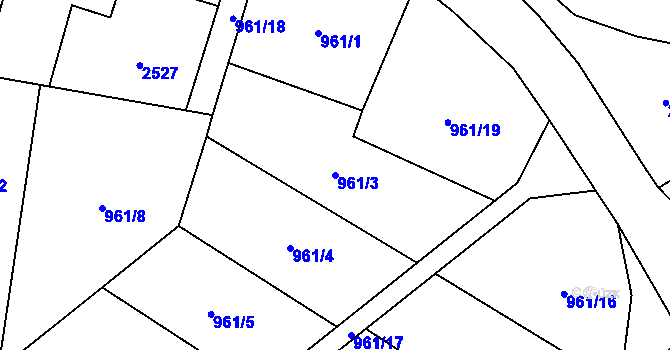 Parcela st. 961/3 v KÚ Hořice v Podkrkonoší, Katastrální mapa