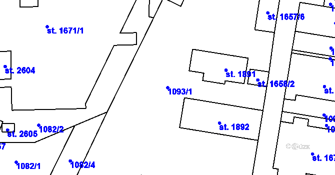 Parcela st. 1093/1 v KÚ Hořice v Podkrkonoší, Katastrální mapa