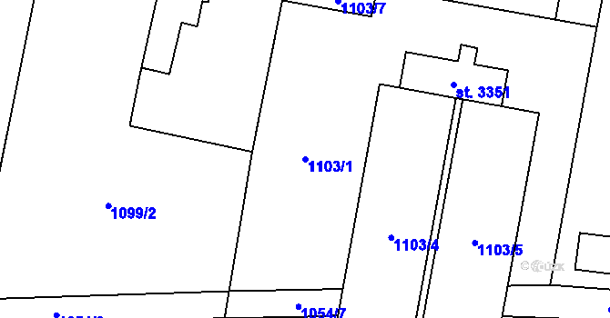 Parcela st. 1103/1 v KÚ Hořice v Podkrkonoší, Katastrální mapa