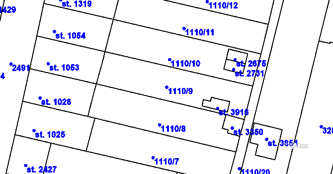 Parcela st. 1110/9 v KÚ Hořice v Podkrkonoší, Katastrální mapa