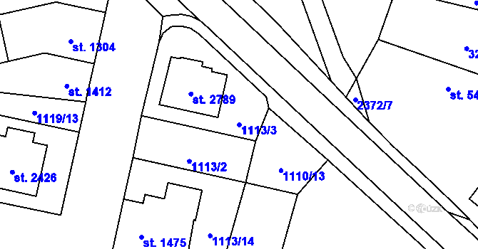 Parcela st. 1113/3 v KÚ Hořice v Podkrkonoší, Katastrální mapa