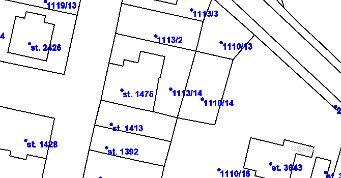 Parcela st. 1113/14 v KÚ Hořice v Podkrkonoší, Katastrální mapa