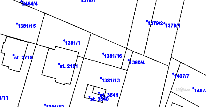 Parcela st. 1381/16 v KÚ Hořice v Podkrkonoší, Katastrální mapa