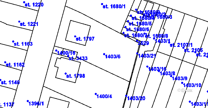 Parcela st. 1403/6 v KÚ Hořice v Podkrkonoší, Katastrální mapa