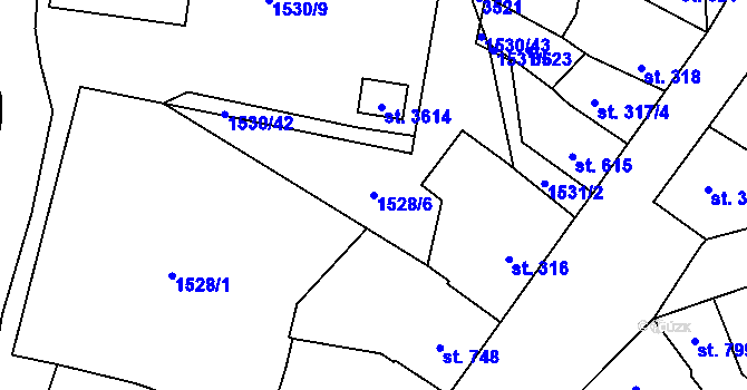 Parcela st. 1528/6 v KÚ Hořice v Podkrkonoší, Katastrální mapa