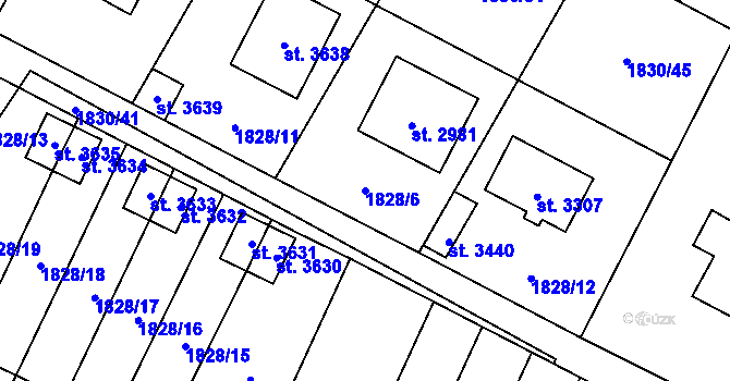 Parcela st. 1828/6 v KÚ Hořice v Podkrkonoší, Katastrální mapa