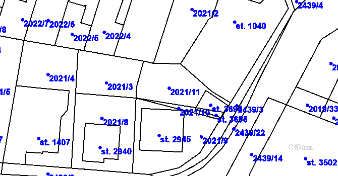 Parcela st. 2021/11 v KÚ Hořice v Podkrkonoší, Katastrální mapa