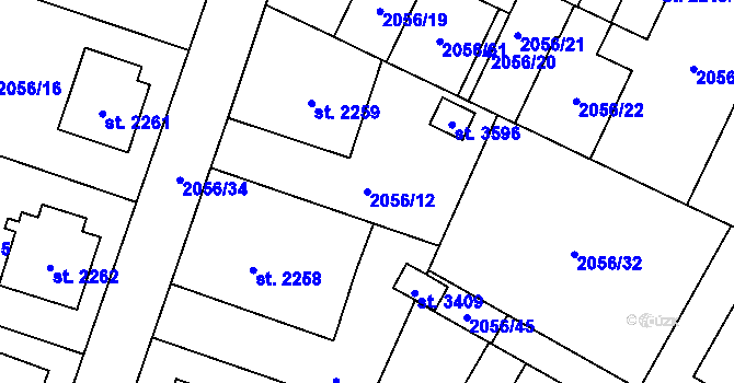 Parcela st. 2056/12 v KÚ Hořice v Podkrkonoší, Katastrální mapa