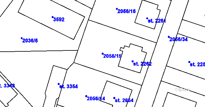 Parcela st. 2056/15 v KÚ Hořice v Podkrkonoší, Katastrální mapa