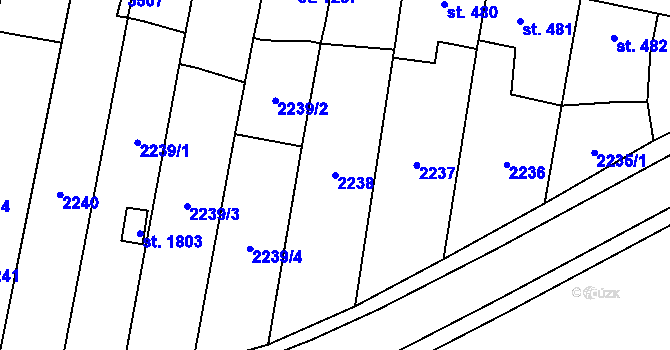 Parcela st. 2238 v KÚ Hořice v Podkrkonoší, Katastrální mapa