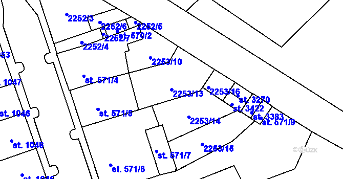 Parcela st. 2253/13 v KÚ Hořice v Podkrkonoší, Katastrální mapa