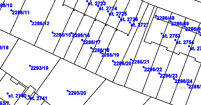Parcela st. 2286/19 v KÚ Hořice v Podkrkonoší, Katastrální mapa