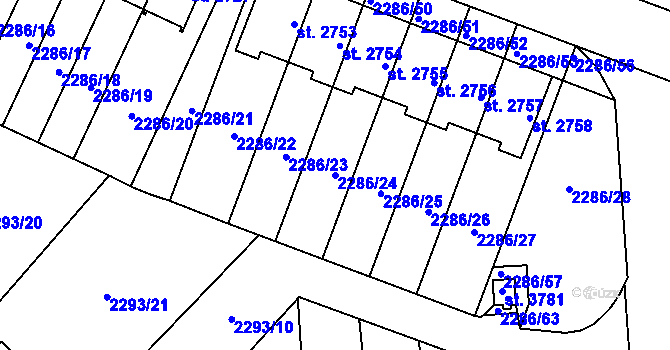 Parcela st. 2286/24 v KÚ Hořice v Podkrkonoší, Katastrální mapa