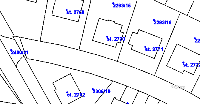 Parcela st. 2293/3 v KÚ Hořice v Podkrkonoší, Katastrální mapa