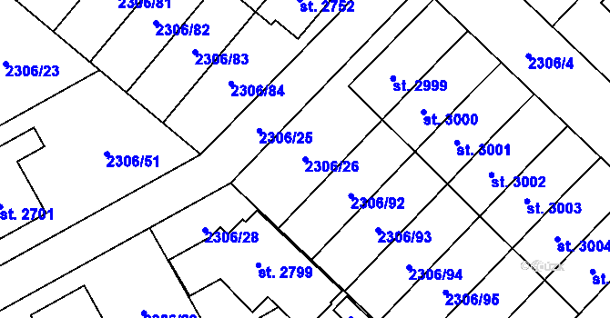 Parcela st. 2306/26 v KÚ Hořice v Podkrkonoší, Katastrální mapa