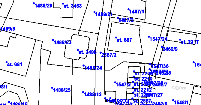 Parcela st. 2367/2 v KÚ Hořice v Podkrkonoší, Katastrální mapa