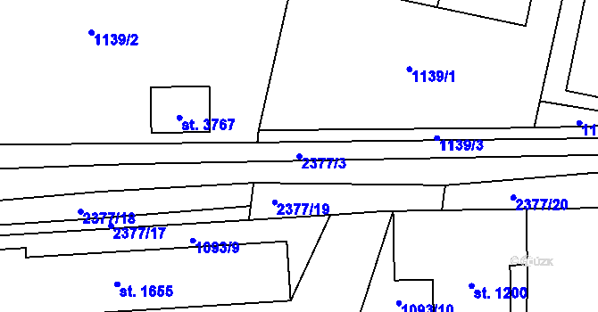 Parcela st. 2377/3 v KÚ Hořice v Podkrkonoší, Katastrální mapa