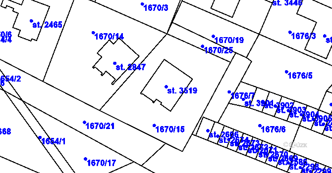 Parcela st. 3519 v KÚ Hořice v Podkrkonoší, Katastrální mapa