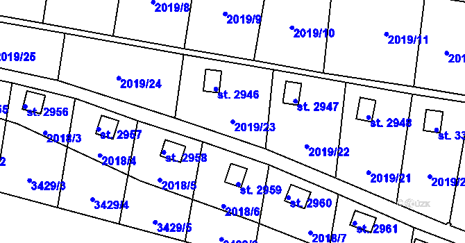 Parcela st. 2019/23 v KÚ Hořice v Podkrkonoší, Katastrální mapa