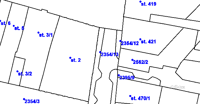 Parcela st. 2354/13 v KÚ Hořice v Podkrkonoší, Katastrální mapa