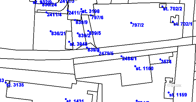 Parcela st. 2479/5 v KÚ Hořice v Podkrkonoší, Katastrální mapa