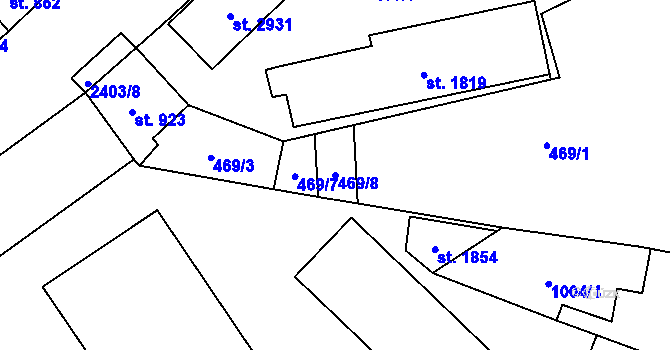 Parcela st. 469/8 v KÚ Hořice v Podkrkonoší, Katastrální mapa