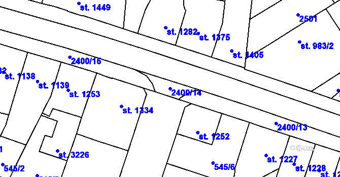 Parcela st. 2400/14 v KÚ Hořice v Podkrkonoší, Katastrální mapa