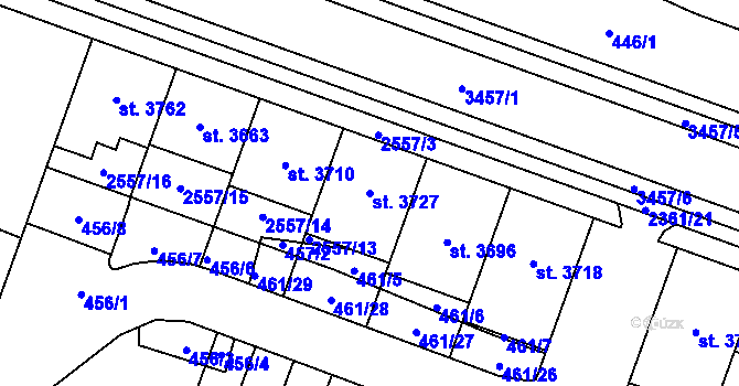 Parcela st. 3727 v KÚ Hořice v Podkrkonoší, Katastrální mapa