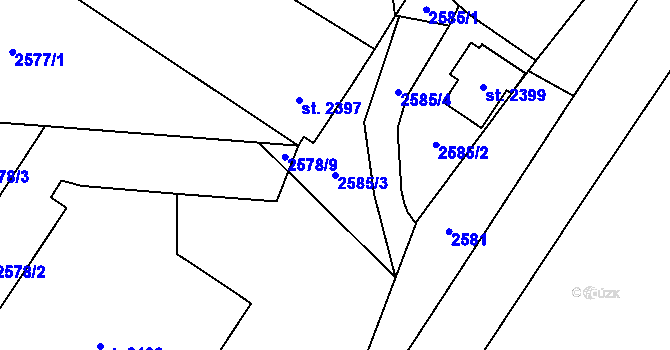 Parcela st. 2585/3 v KÚ Hořice v Podkrkonoší, Katastrální mapa