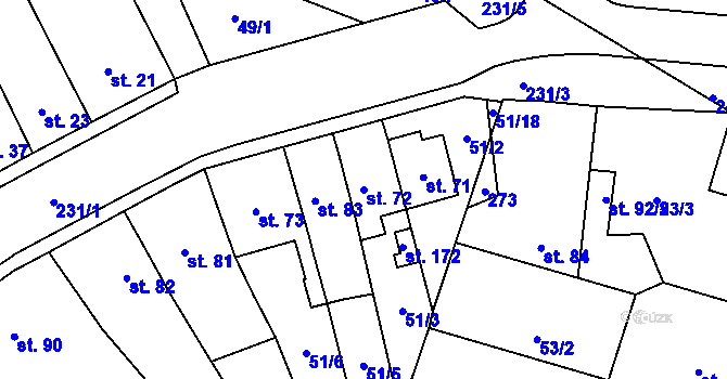 Parcela st. 72 v KÚ Libonice, Katastrální mapa