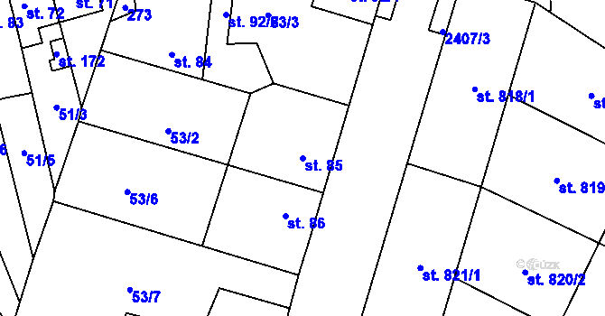 Parcela st. 85 v KÚ Libonice, Katastrální mapa