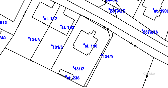 Parcela st. 116 v KÚ Libonice, Katastrální mapa