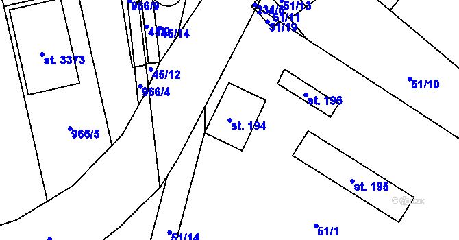 Parcela st. 194 v KÚ Libonice, Katastrální mapa