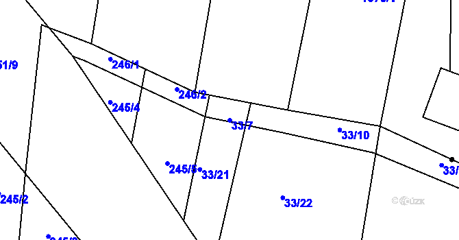 Parcela st. 33/7 v KÚ Libonice, Katastrální mapa