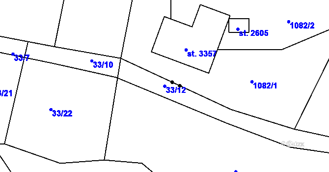 Parcela st. 33/12 v KÚ Libonice, Katastrální mapa