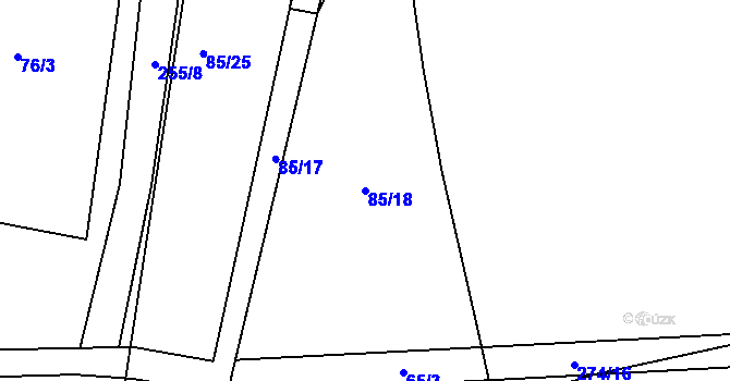Parcela st. 85/18 v KÚ Libonice, Katastrální mapa