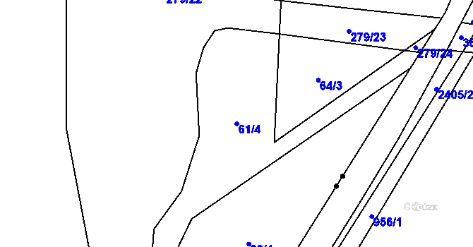 Parcela st. 61/4 v KÚ Libonice, Katastrální mapa