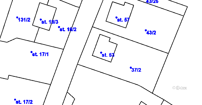 Parcela st. 53 v KÚ Chvalina, Katastrální mapa