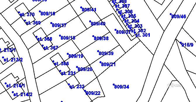 Parcela st. 809/39 v KÚ Hořice na Šumavě, Katastrální mapa