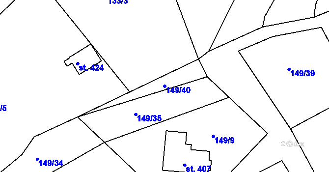 Parcela st. 149/40 v KÚ Hořice na Šumavě, Katastrální mapa