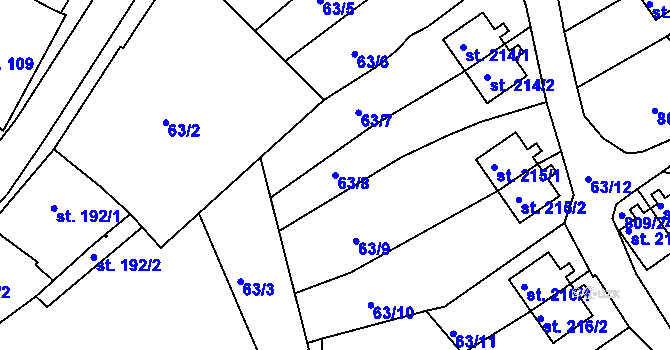 Parcela st. 63/8 v KÚ Hořice na Šumavě, Katastrální mapa