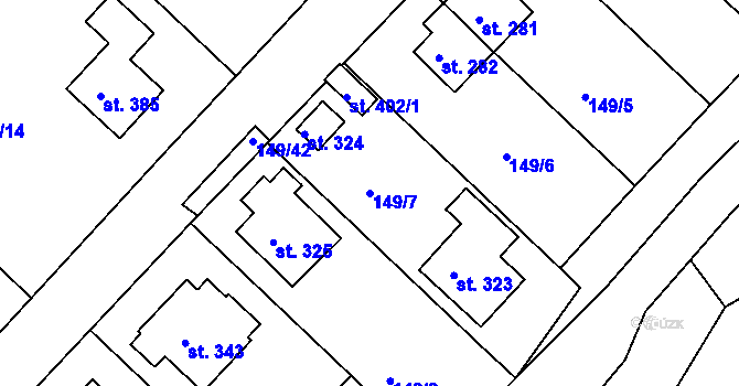Parcela st. 149/7 v KÚ Hořice na Šumavě, Katastrální mapa
