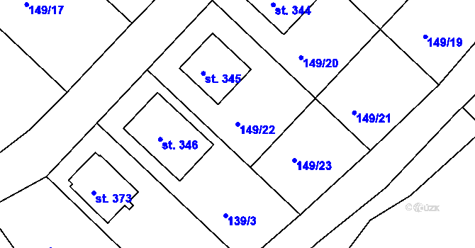 Parcela st. 149/22 v KÚ Hořice na Šumavě, Katastrální mapa