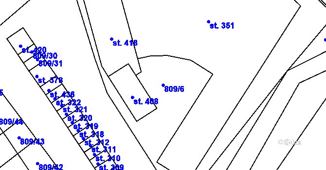 Parcela st. 809/6 v KÚ Hořice na Šumavě, Katastrální mapa