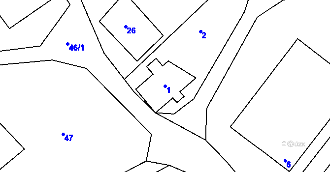 Parcela st. 1 v KÚ Skláře na Šumavě, Katastrální mapa
