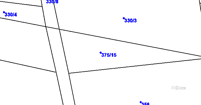 Parcela st. 375/15 v KÚ Hořičky, Katastrální mapa