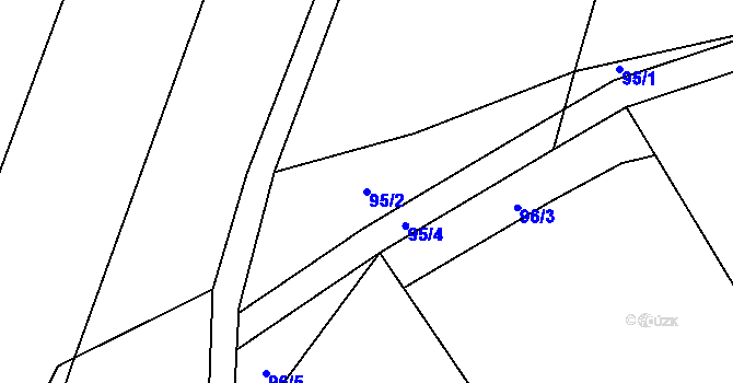 Parcela st. 95/2 v KÚ Hořičky, Katastrální mapa