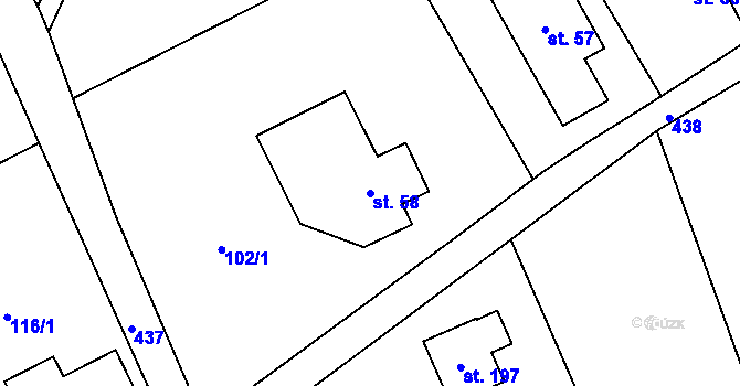 Parcela st. 58 v KÚ Hořičky, Katastrální mapa