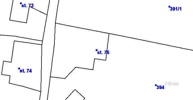 Parcela st. 75 v KÚ Hořičky, Katastrální mapa